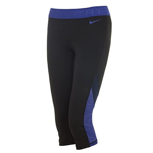 Nike Pro Black & Blue Hypercool Flash Capri Leggings - Picture 1 of 13